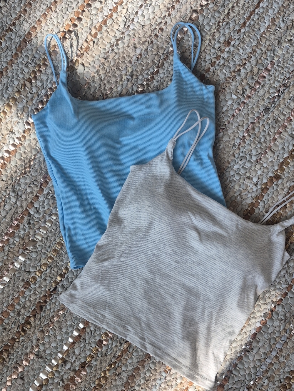 SHEIN 2 pack Ribbed Tank Top in Light Blue and Light Gray